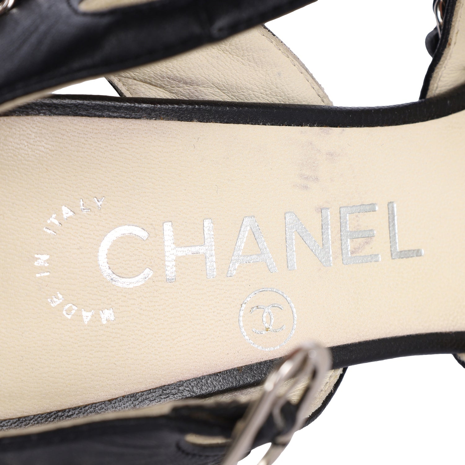Lambskin Gladiator Chain Sandals 36.5 Black