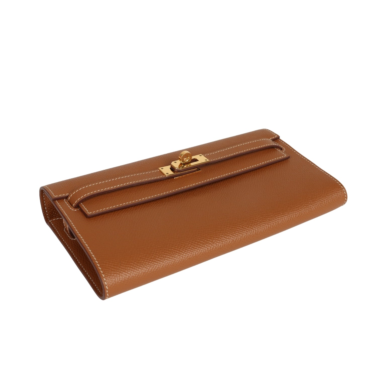 Pre-owned Hermes Kelly Wallet To Go Gold Epsom Gold Hardware