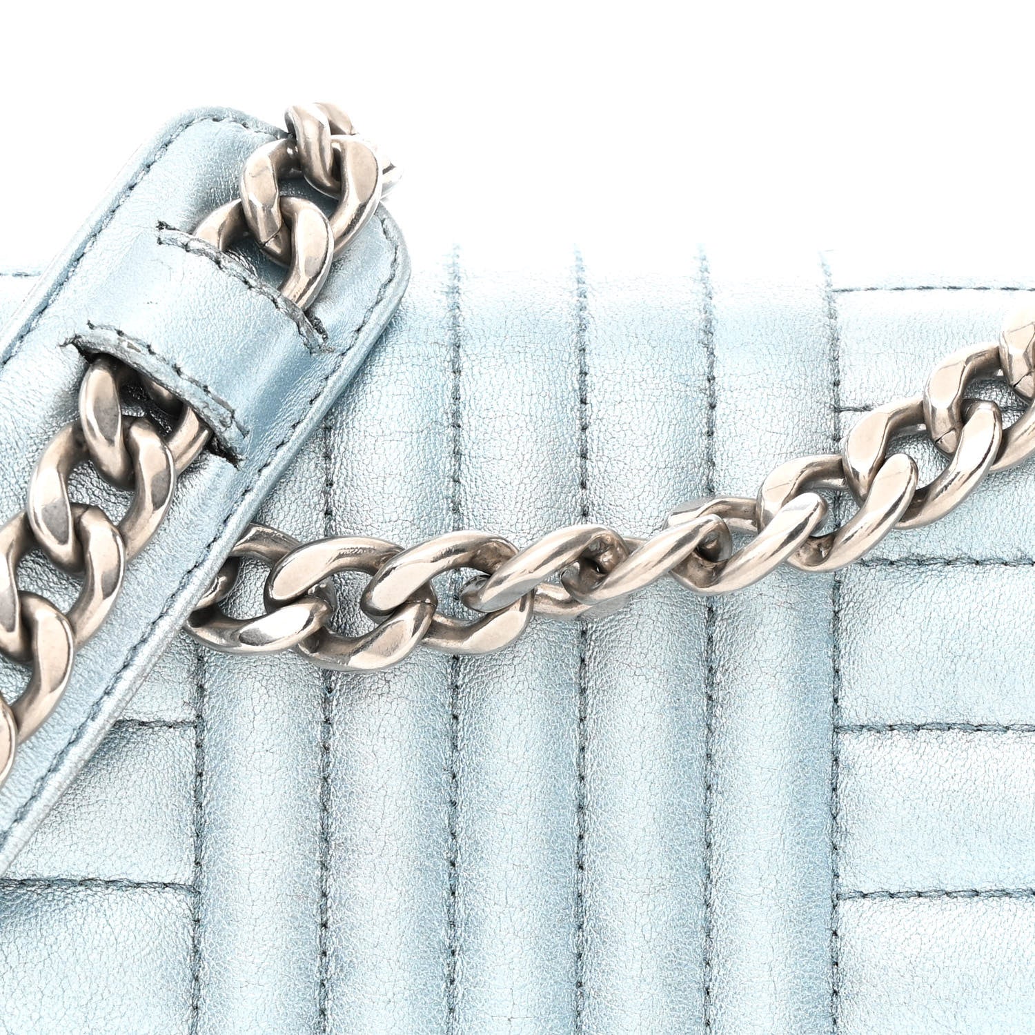 Metallic Nappa Impunture Diagramme Medium Chain Flap Shoulder Bag Pervinca Mordor