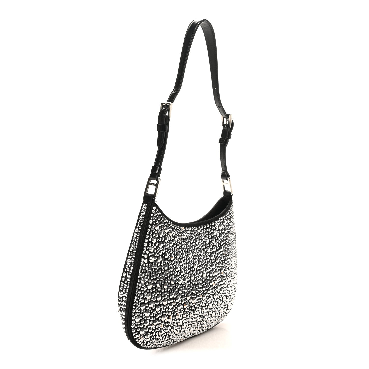 Satin Crystal Cleo Adjustable Strap Shoulder Bag Metal