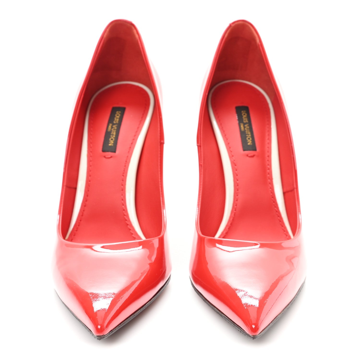Patent Calfskin Eyeline Pumps 38 Rouge