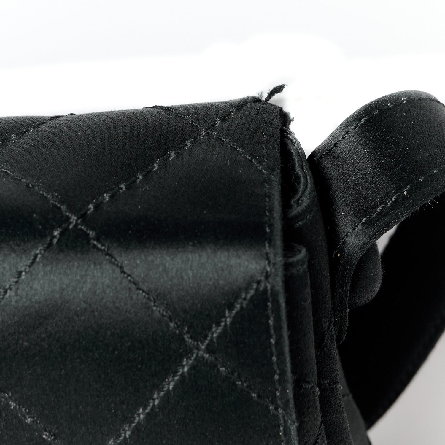 Satin Quilted Crystal CC Mini Square Flap Black