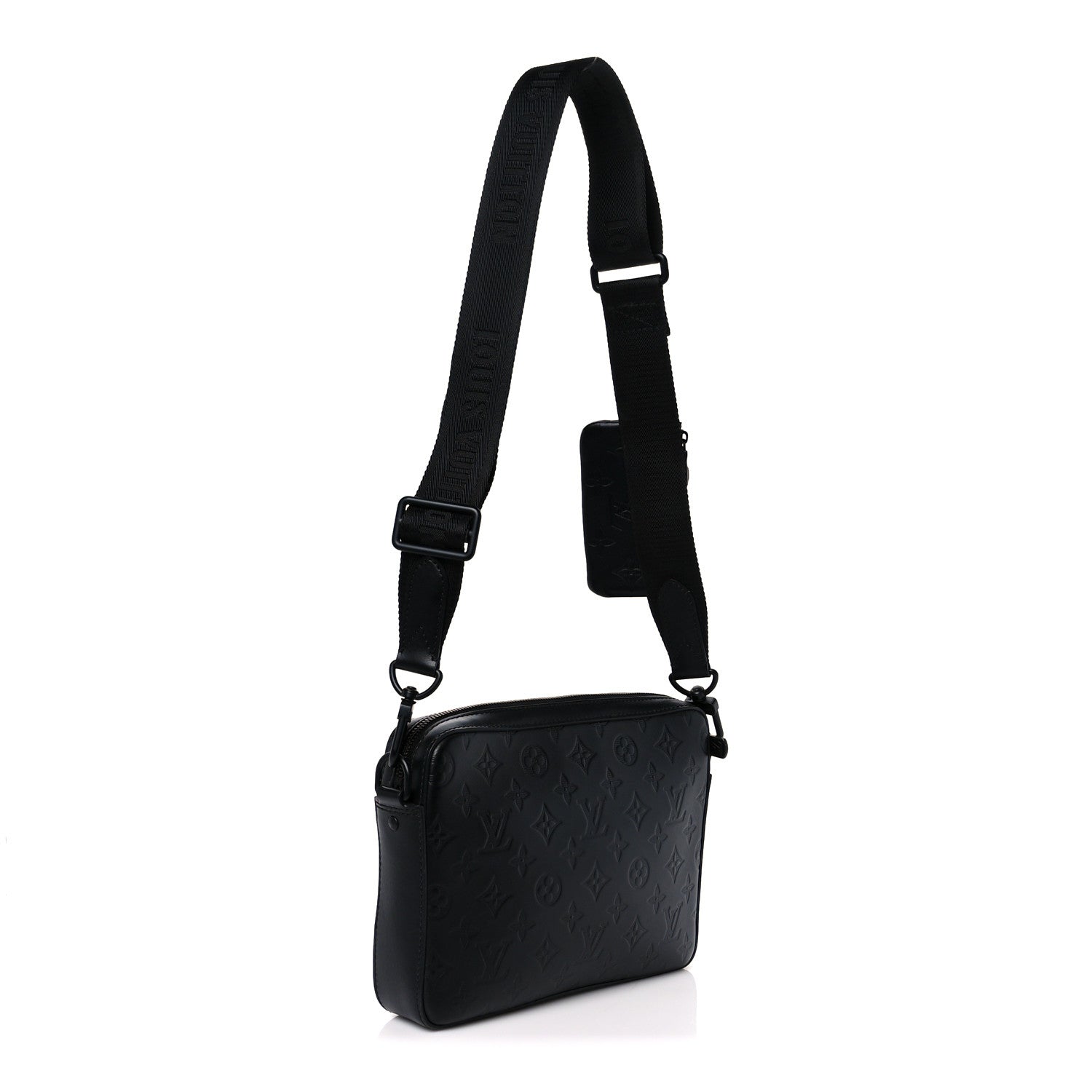 Calfskin Monogram Shadow Duo Messenger Black