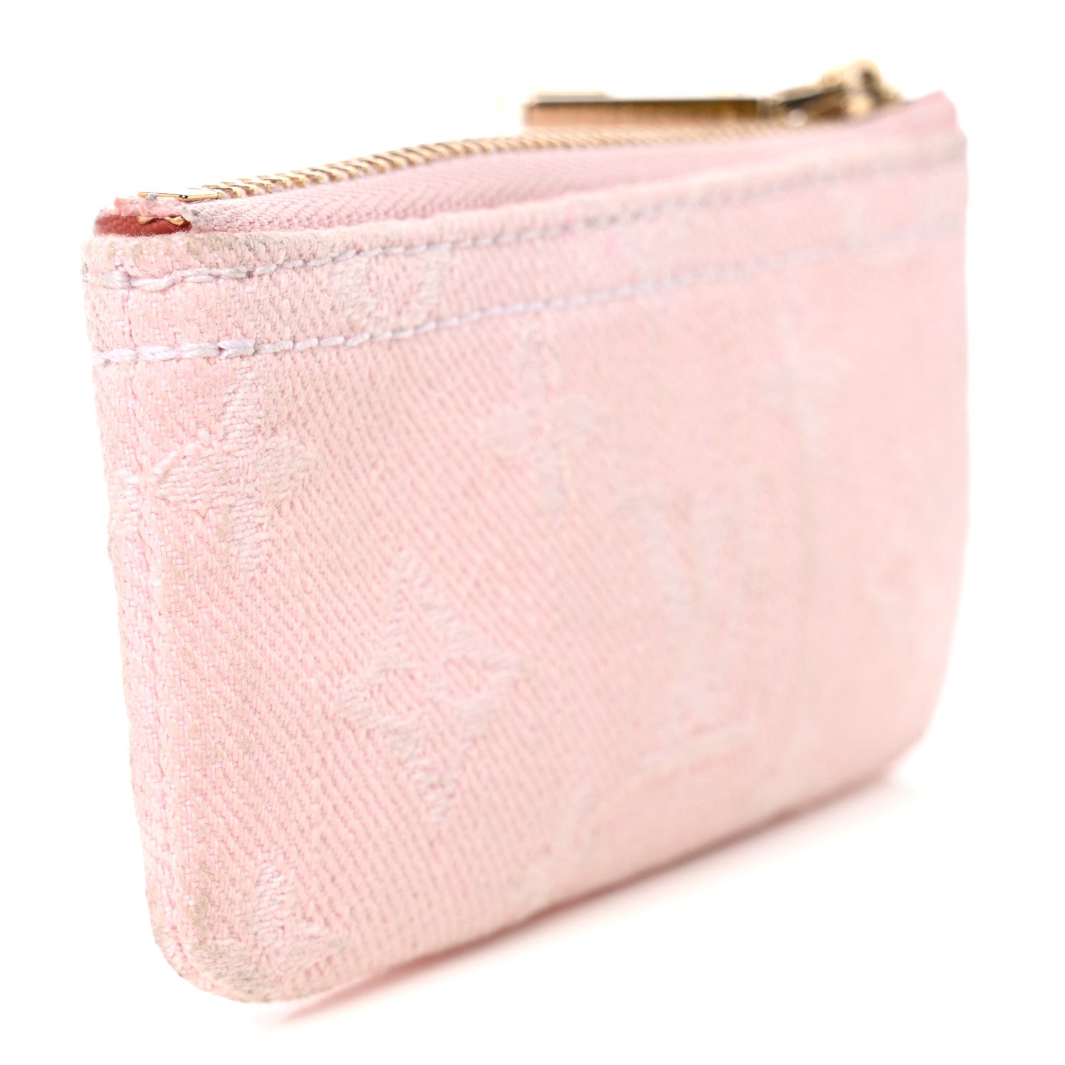 Monogram Denim Key Pouch Washed Pink