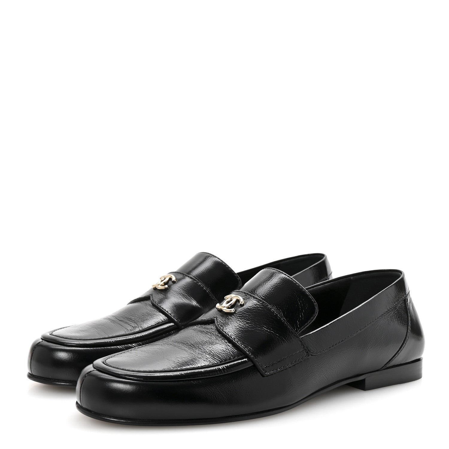 Calfskin CC Moccasin Loafers 38.5 Black