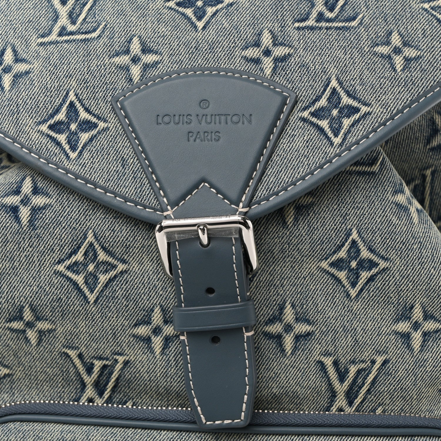 Monogram Denim Washed 3D Montsouris Backpack Blue