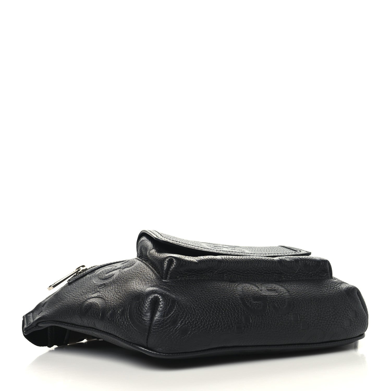 Piuma Calfskin Jumbo GG Embossed Pocket Belt Bag  Black