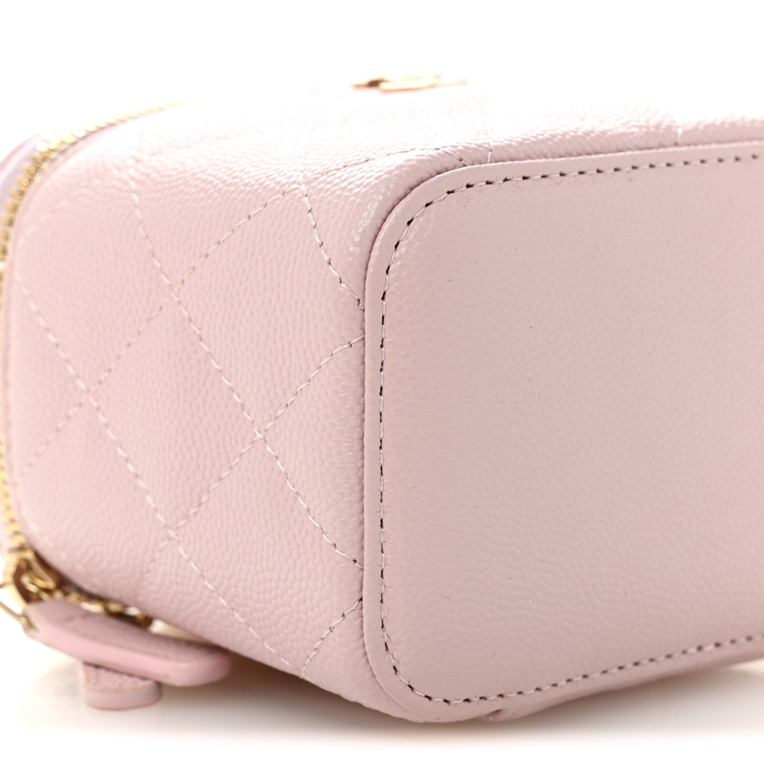 Caviar Quilted Mini Vanity Case With Chain Light Pink