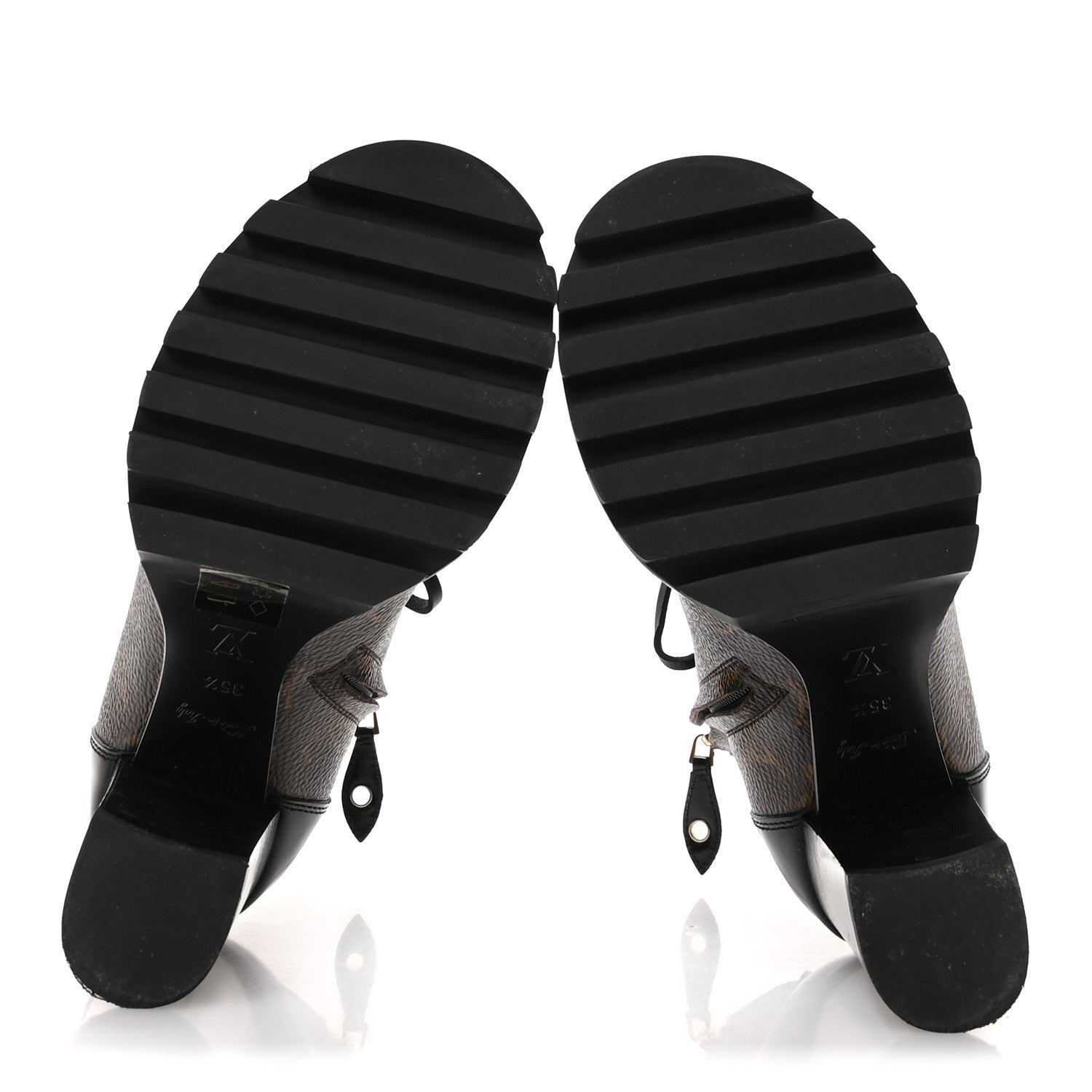 Patent Calfskin Monogram Star Trail Ankle Boots 35.5 Black