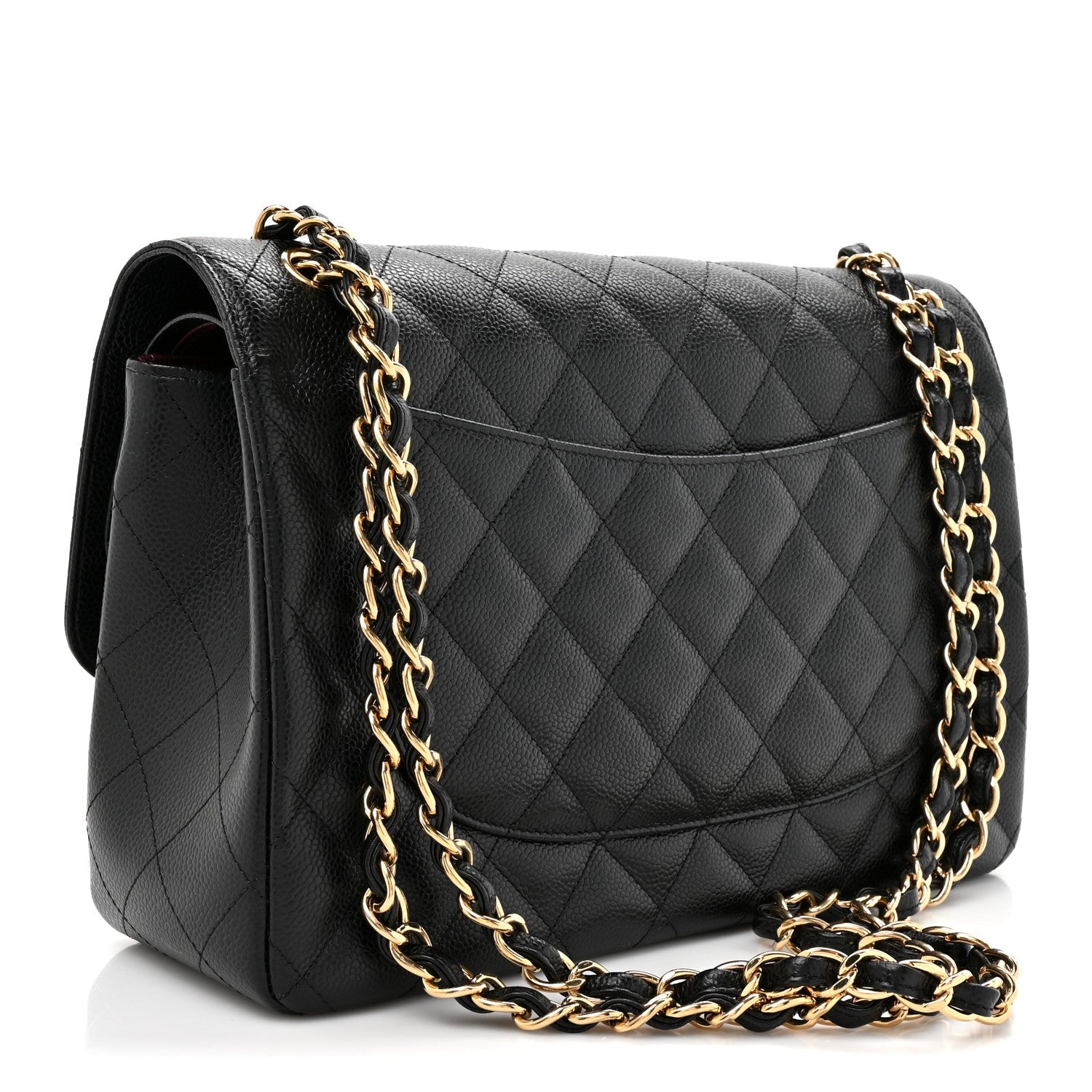Caviar Quilted Jumbo Double Flap Black