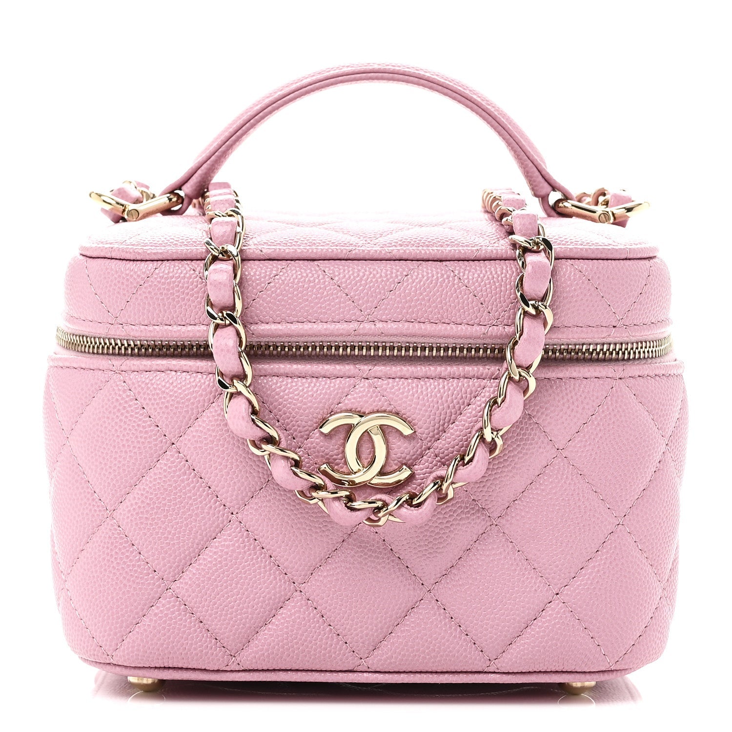 Caviar Quilted Small CC Vanity Case Pink