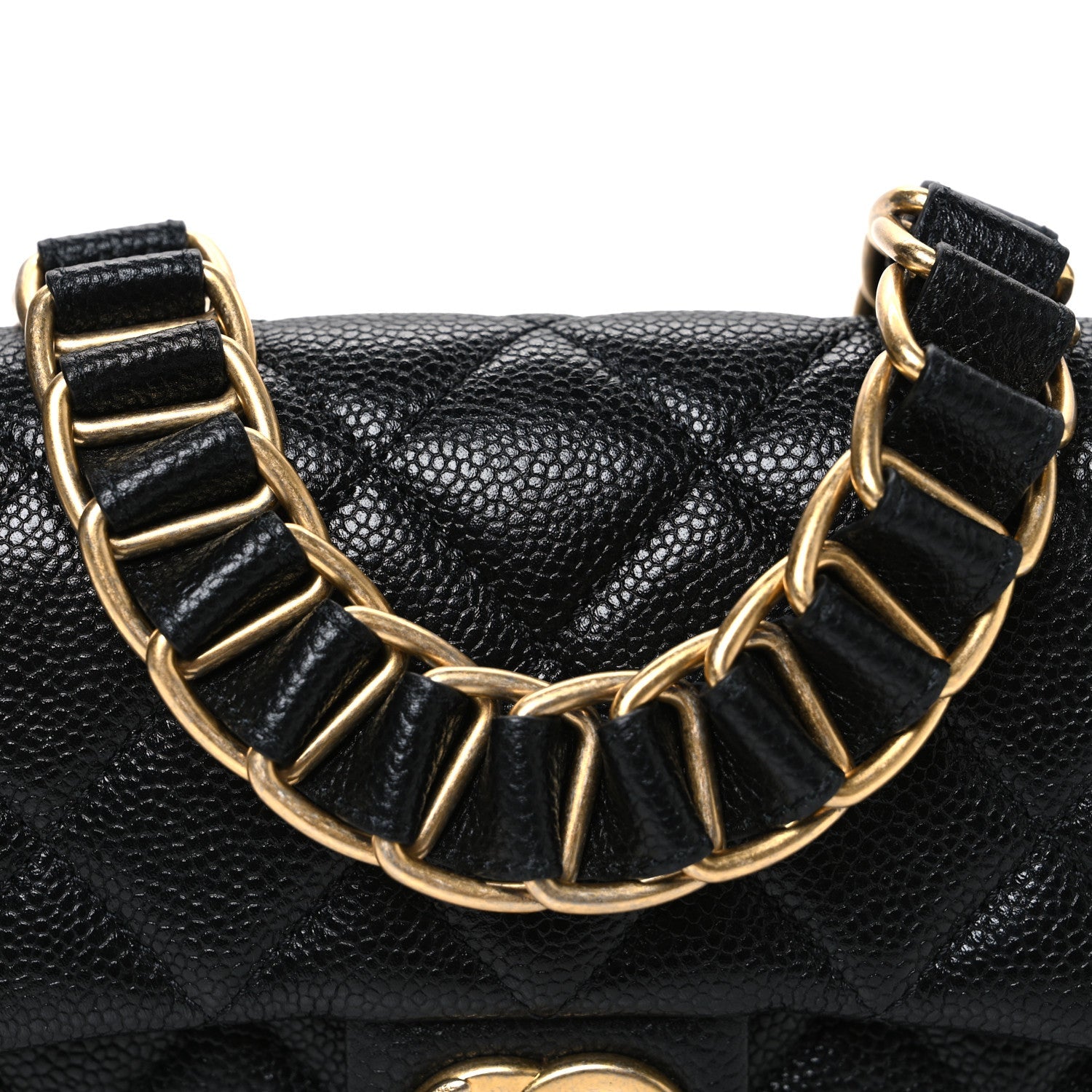 Caviar Quilted Mini Chain Soul Flap Black