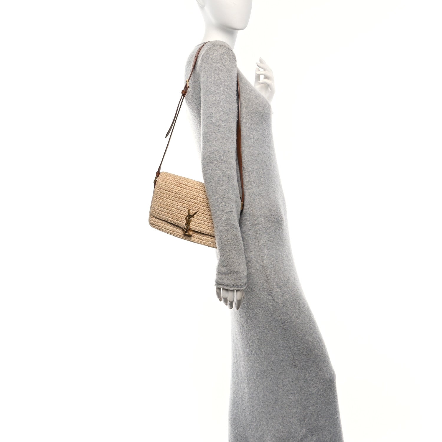 Raffia Calfskin Medium Monogram Solferino Satchel