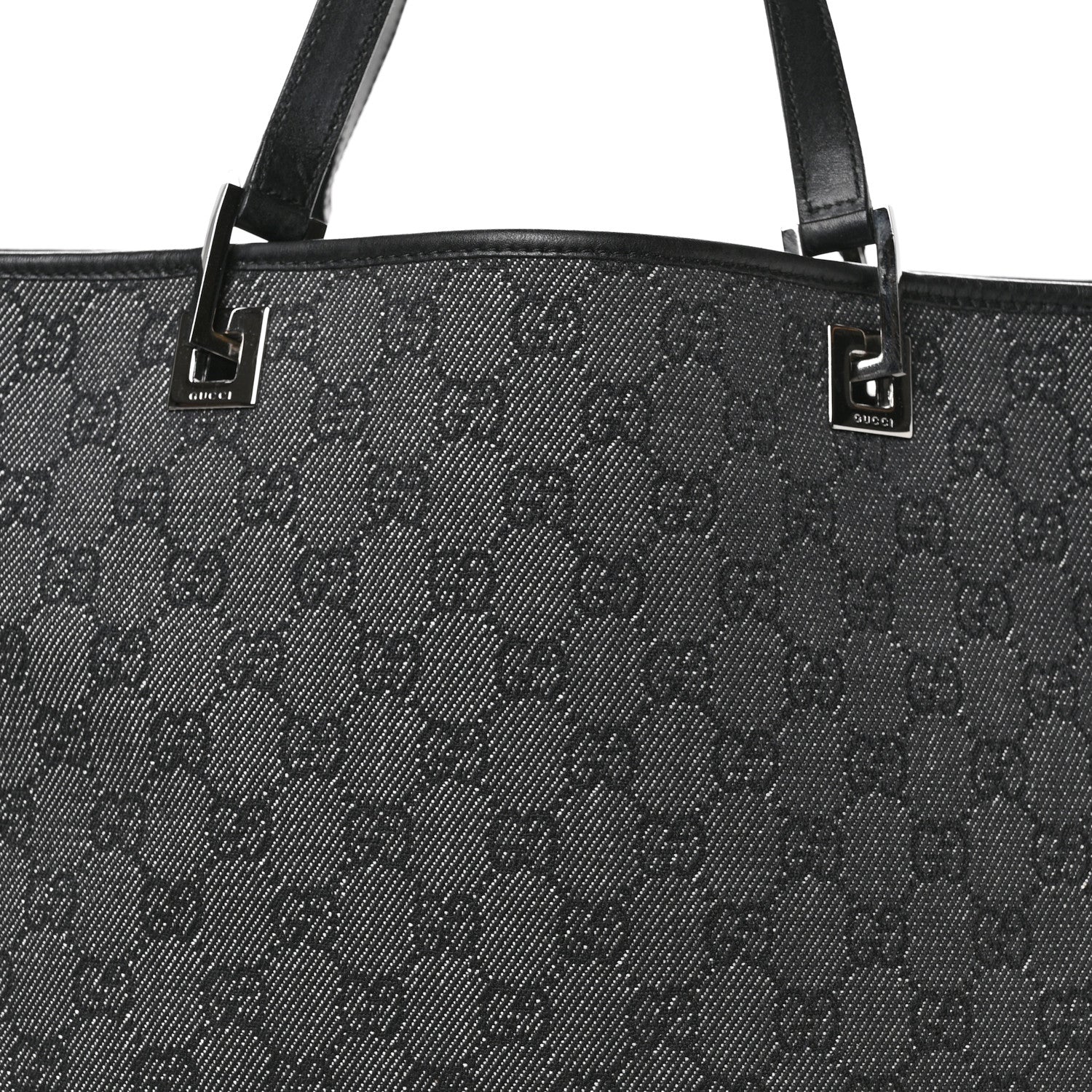 Denim Monogram Large Bucket Tote Black