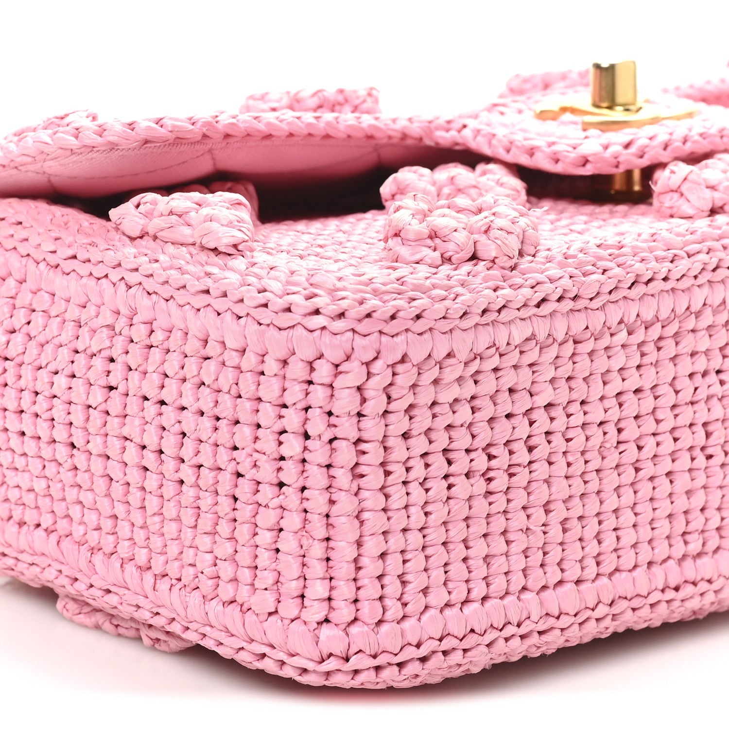 Raffia Small Dolce Raffia Flap Bag Pink