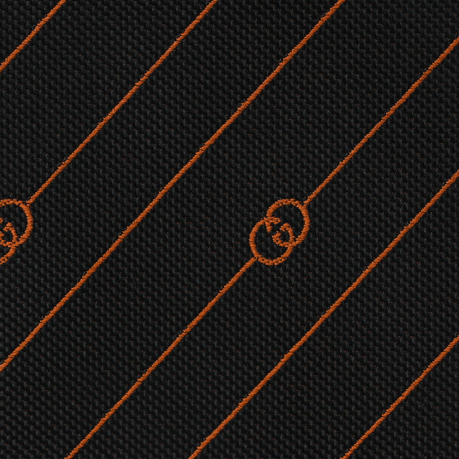 Canvas Diagonal Interlocking G Zip Pouch Black Orange