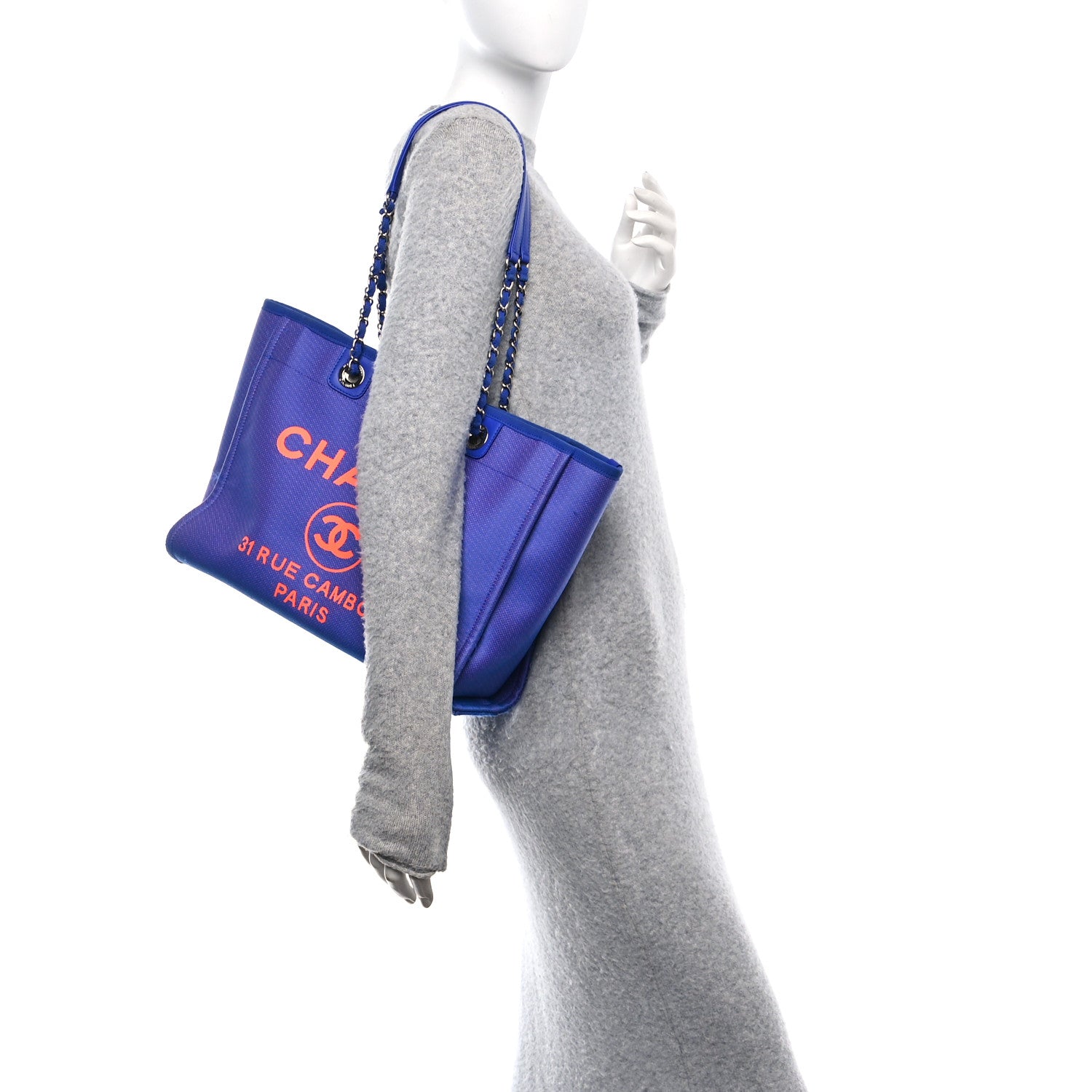 Mixed Fibers Small Deauville Tote Blue Orange