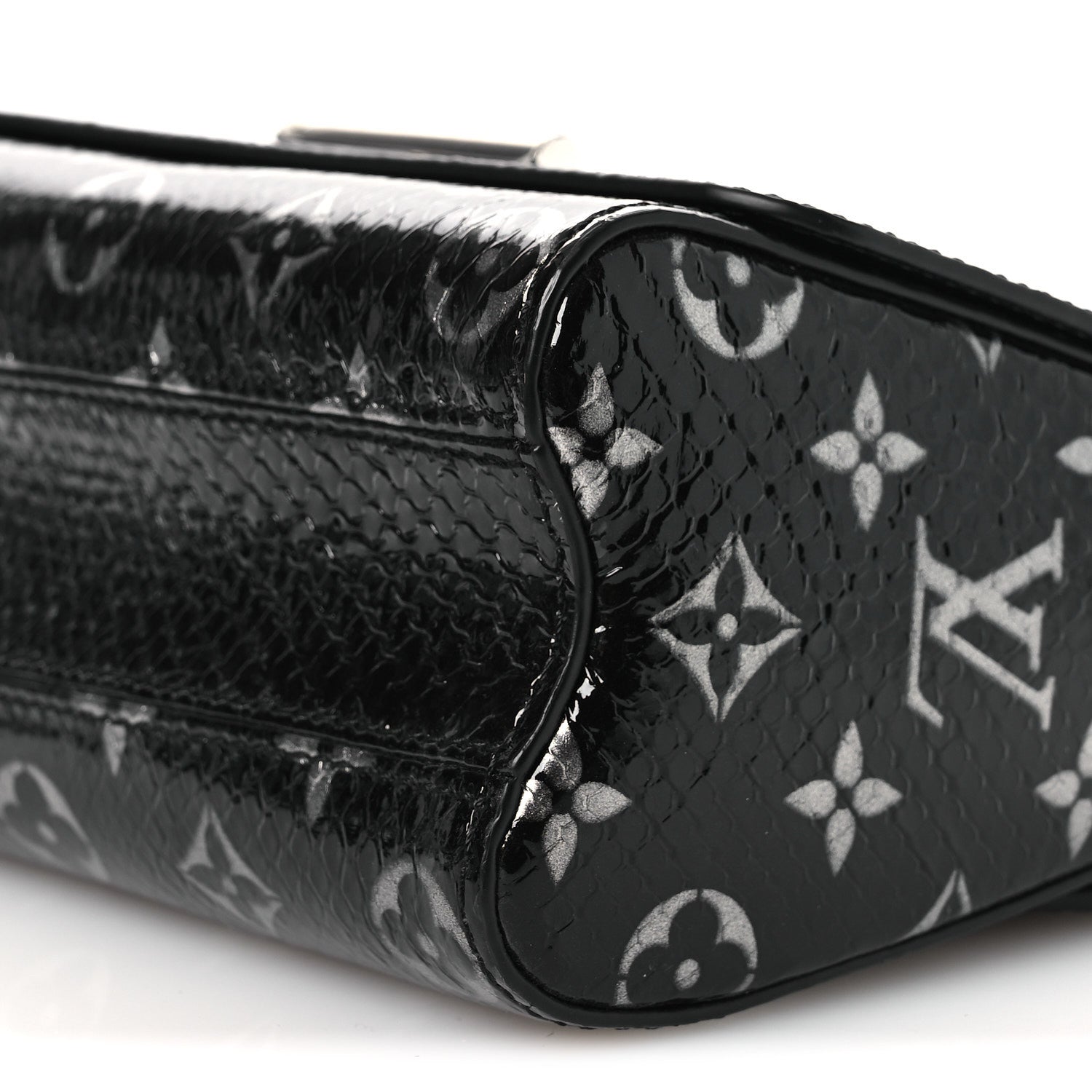 Snakeskin Monogram Twist Shoulder Bag PM Black
