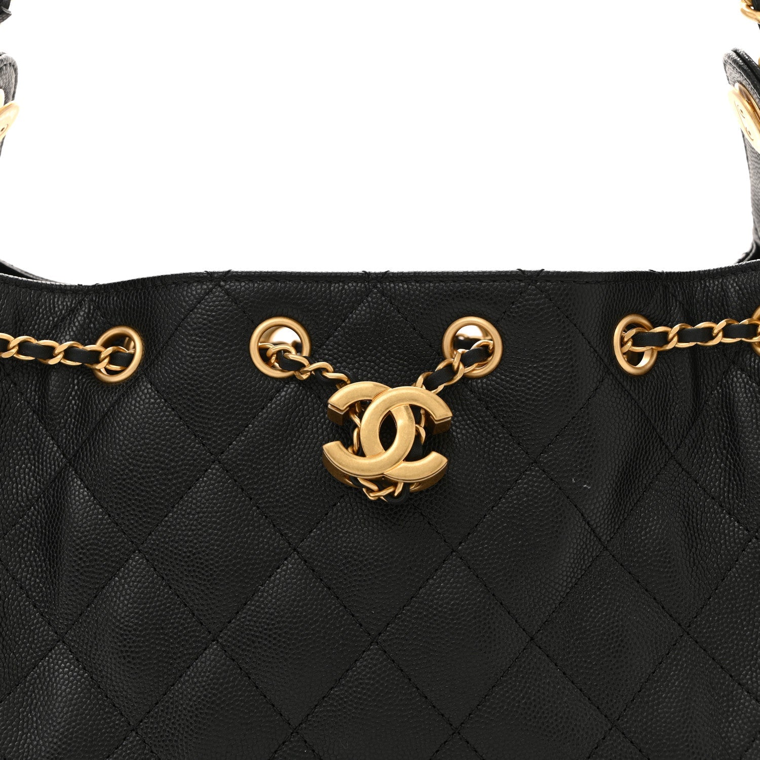 Caviar Quilted Mini Chanel 25 Handbag Black