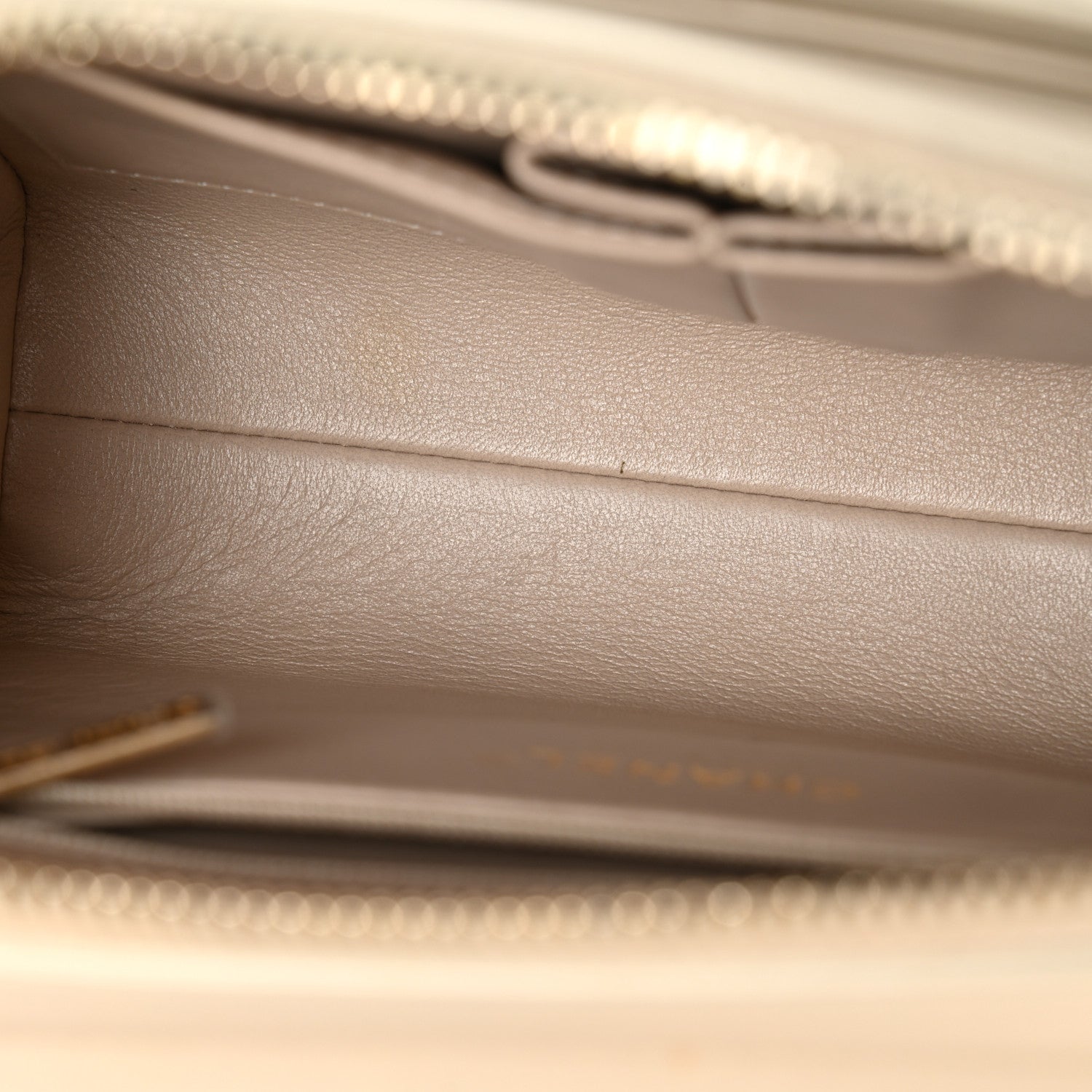 Calfskin Chevron Quilted Large Medal Flap Light Beige