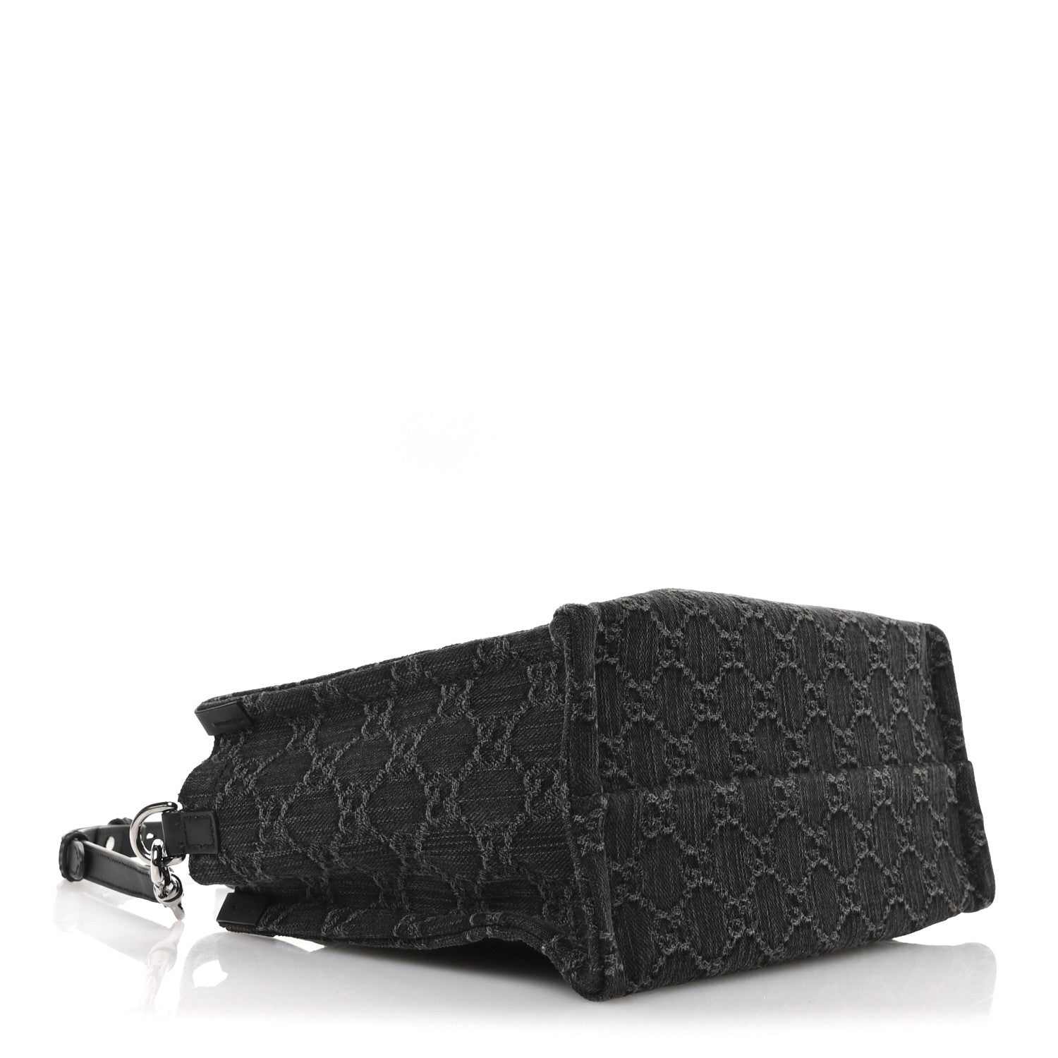 Denim Ophidia GG Monogram Tote Medium Black Grey