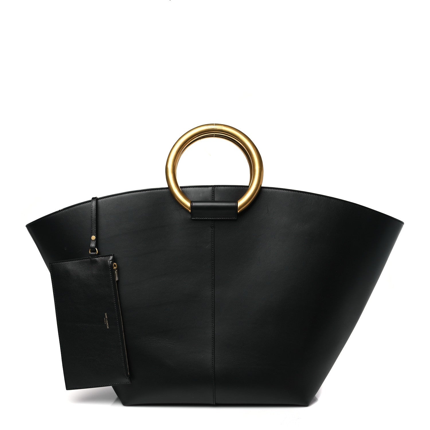 Smooth Calfskin Maxi Trapezoid Shopping Tote Black