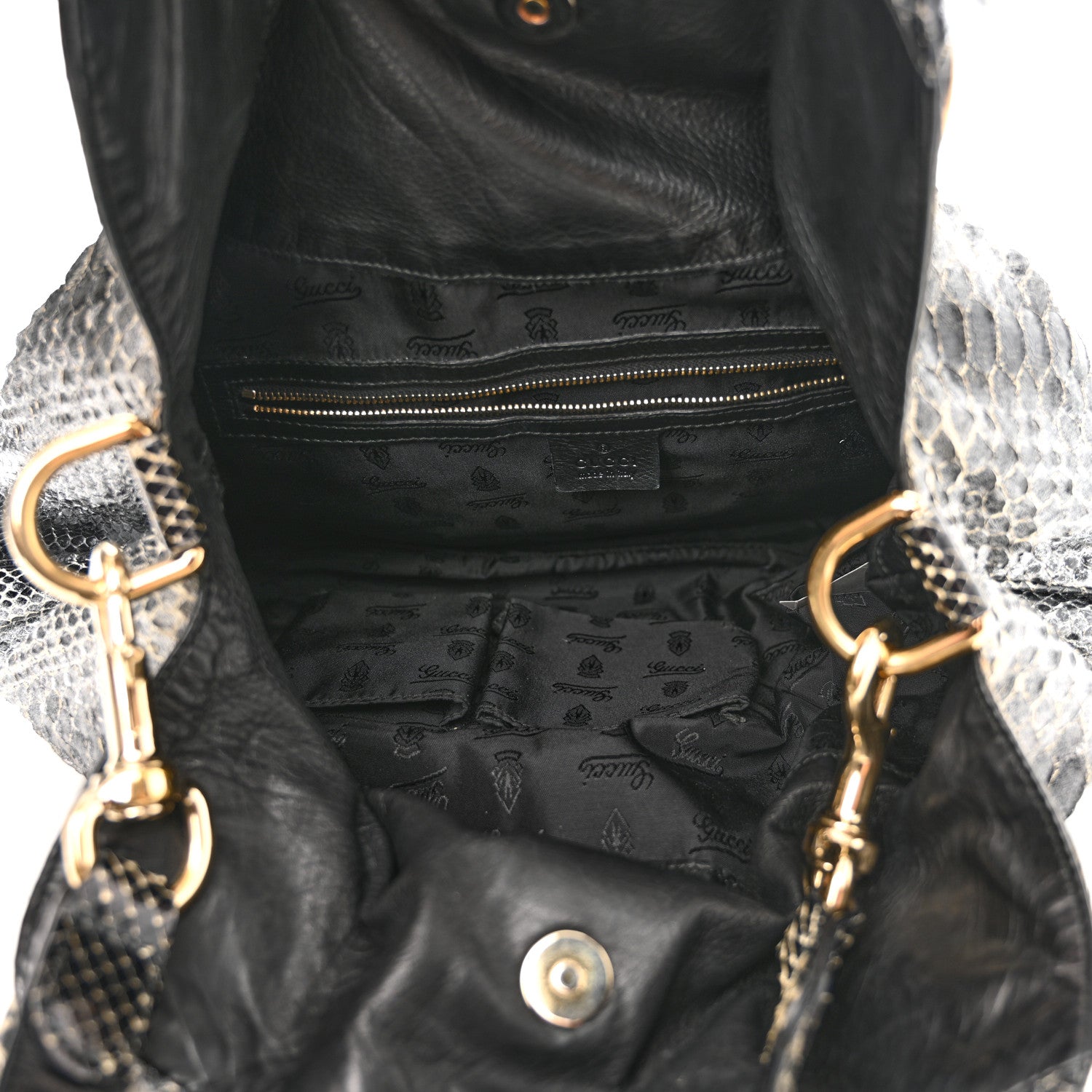 Snakeskin Medium Hysteria Top Handle Bag Black White