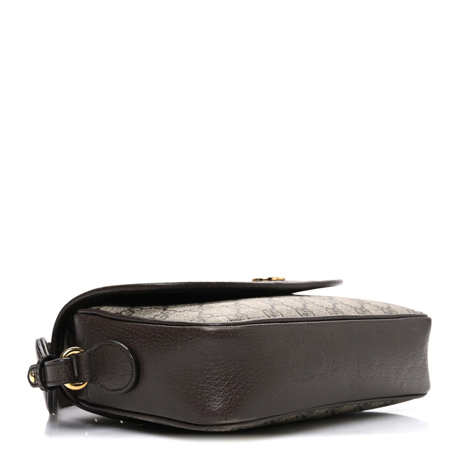 GG Supreme Monogram Textured Dollar Calfskin Web Studded Mini Ophidia Flap Shoulder Bag Beige Ebony New Acero