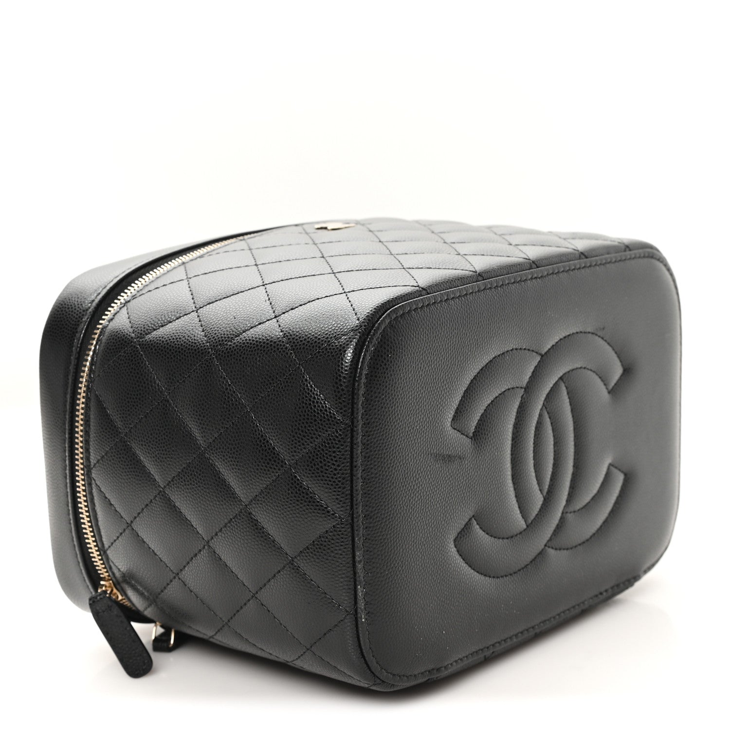 Caviar Quilted Large Vanity Pouch Black