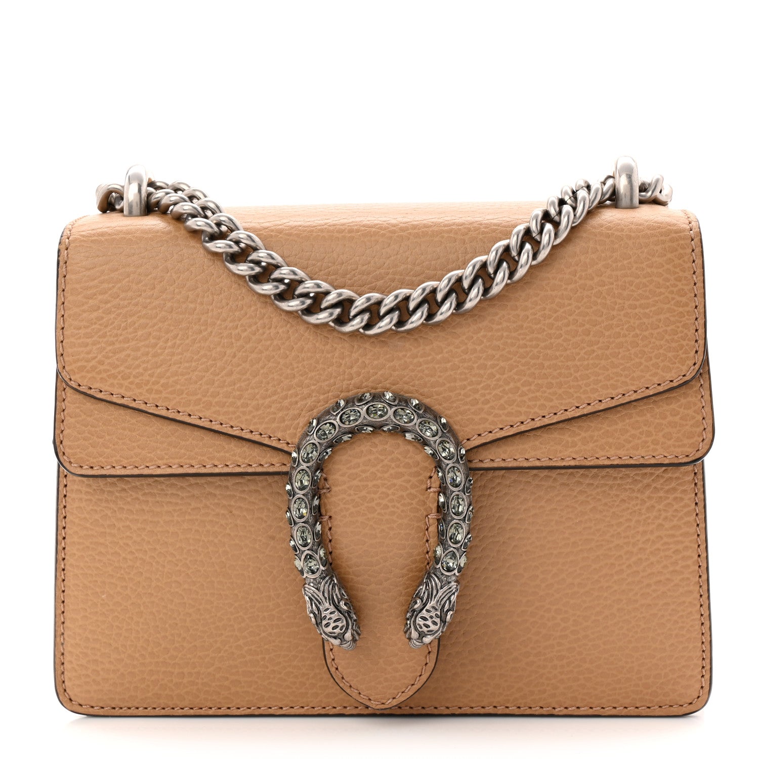 Dollar Calfskin Crystal Mini Dionysus Shoulder Bag Natural Tan Black Diamond