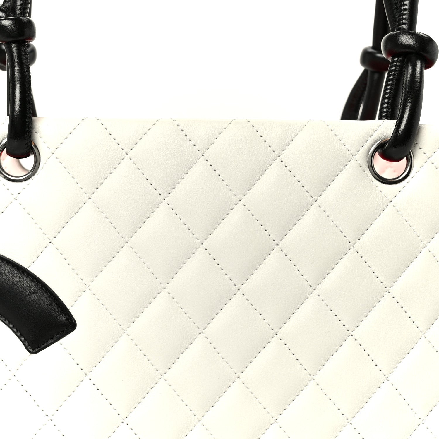 Calfskin Quilted Large Cambon Tote White Black