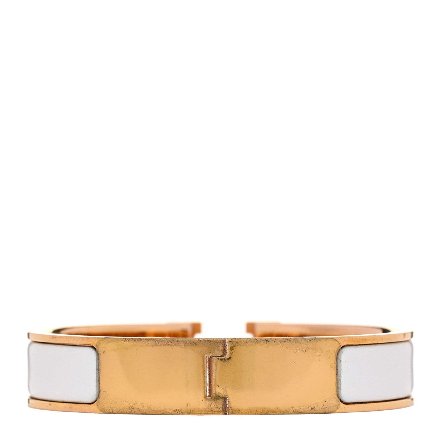 Enamel Narrow Clic Clac H Bracelet PM White