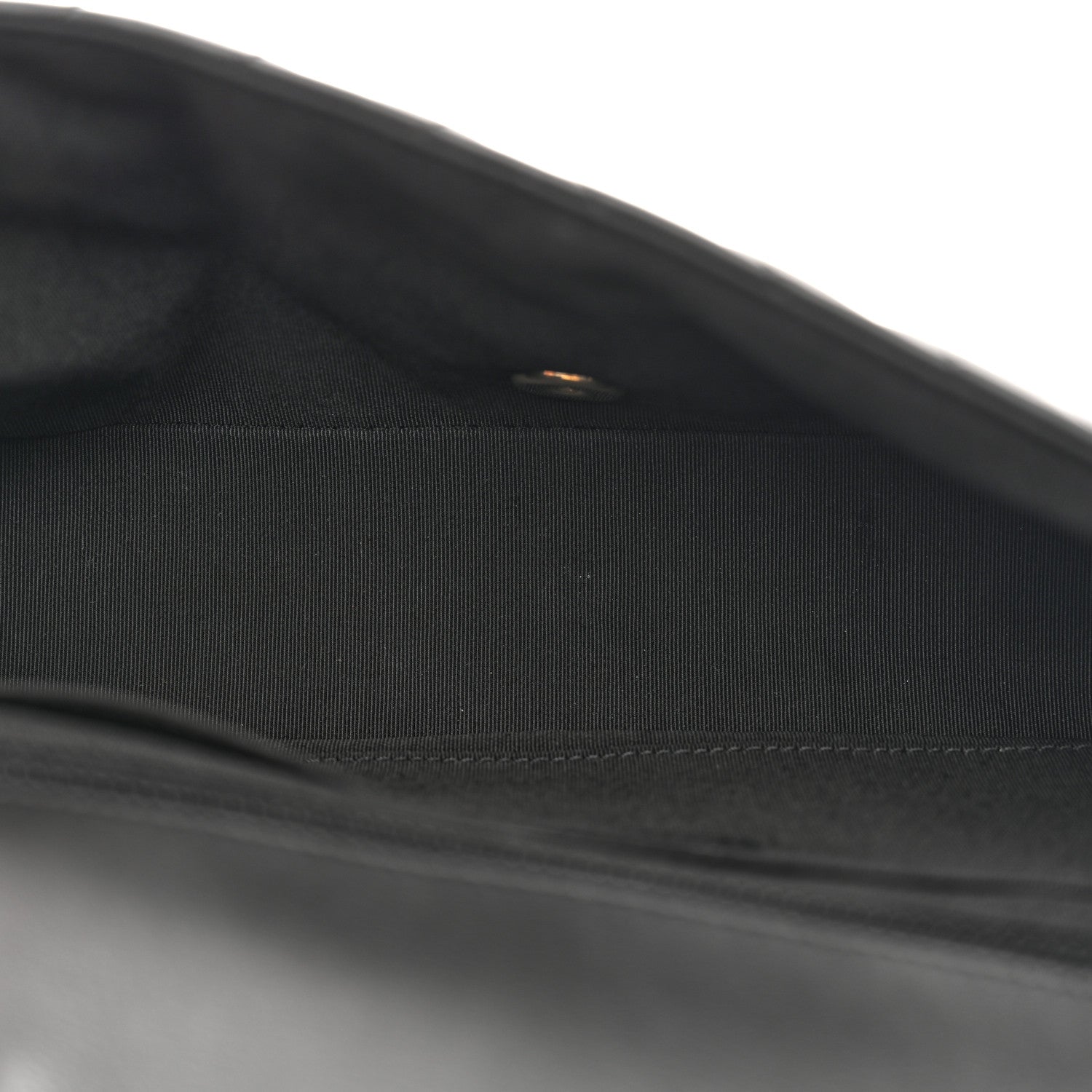 Calfskin Chevron Quilted Small Statement Flap Black