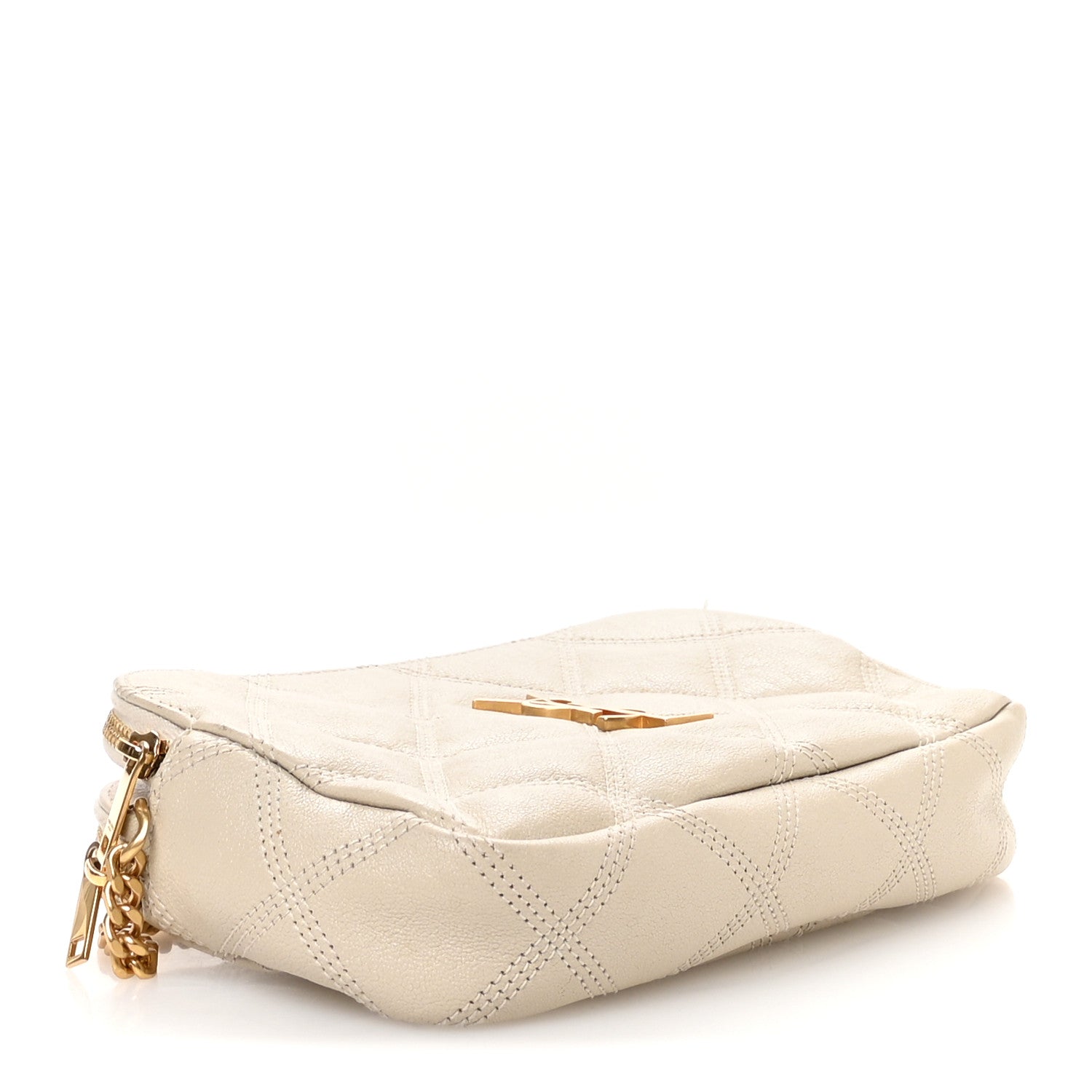 Grained Lambskin Quilted Mini Becky Double Zip Bag Vintage White