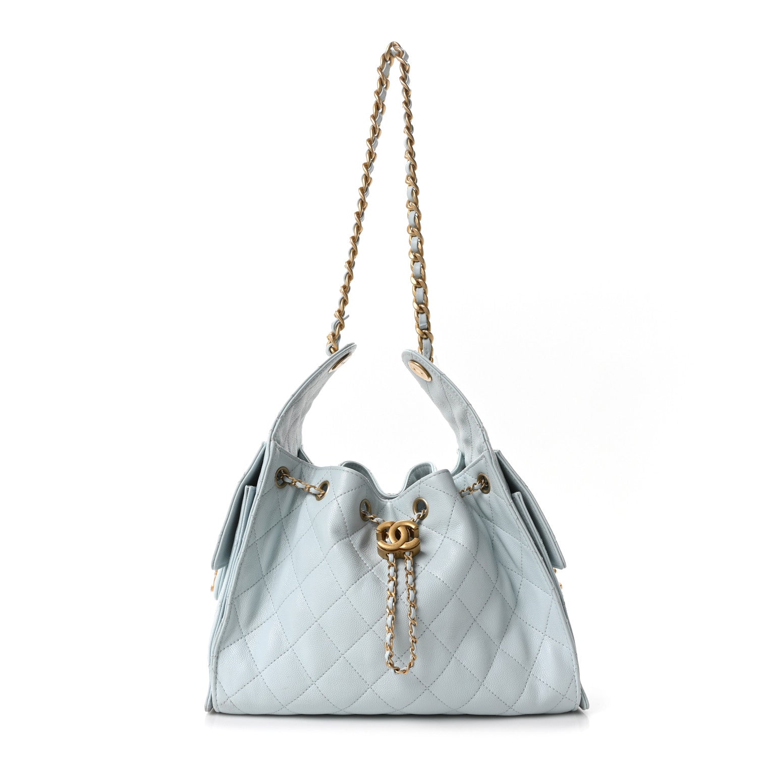 Caviar Quilted Small Chanel 25 Handbag Light Blue