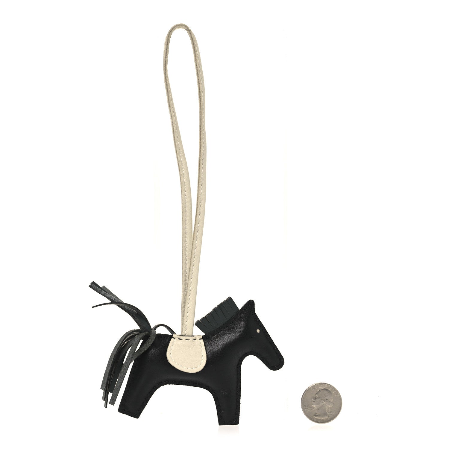 Milo Lambskin Rodeo Horse Bag Charm PM Noir Vert Mangrove Craie