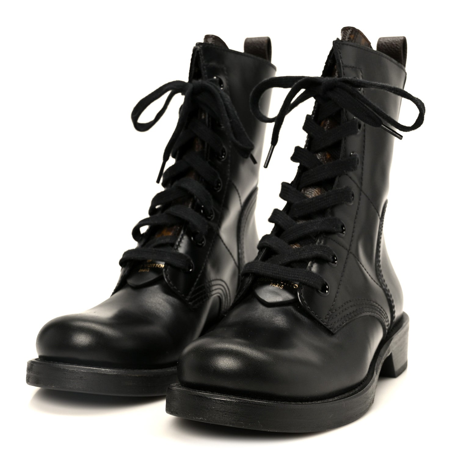 Calfskin Monogram Metropolis Flat Ranger Boots 37 Black