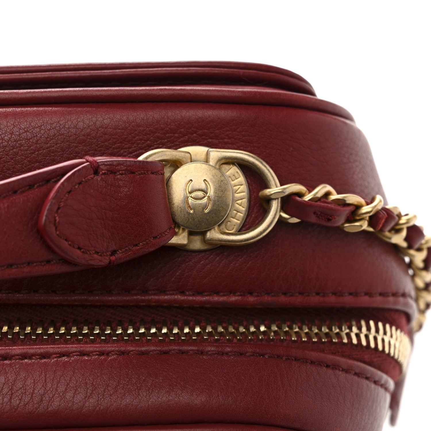 Calfskin Quilted CC Small Vanity Case Dark Red