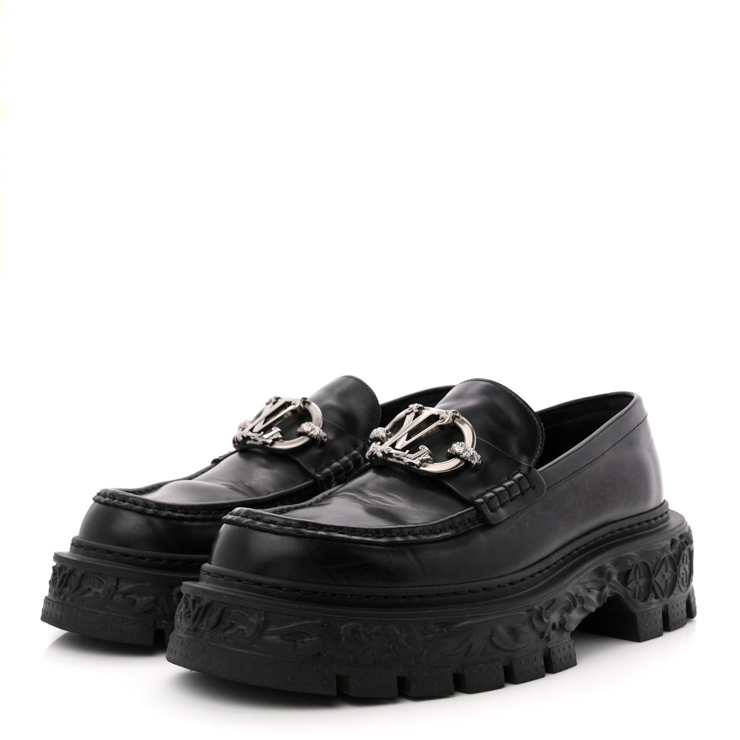 Calfskin Baroque Mens LV Loafers 8 Black