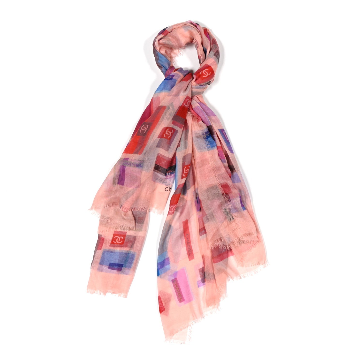Cashmere Silk CC Logo Scarf Light Pink Pink Coral