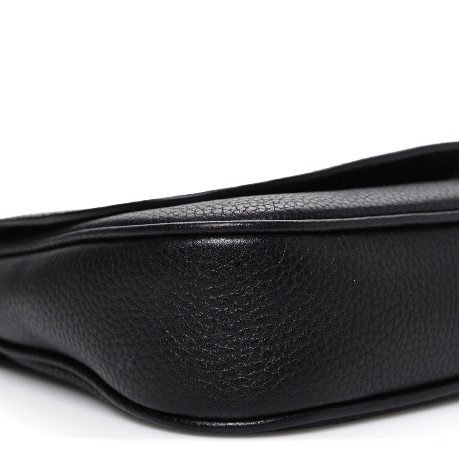 Pebbled Calfskin Medium Soho Flap Crossbody Black