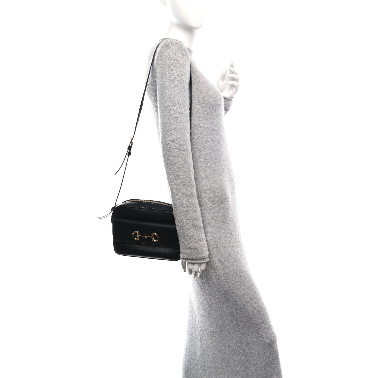 Textured Calfskin Small Horsebit 1955 Shoulder Bag Black