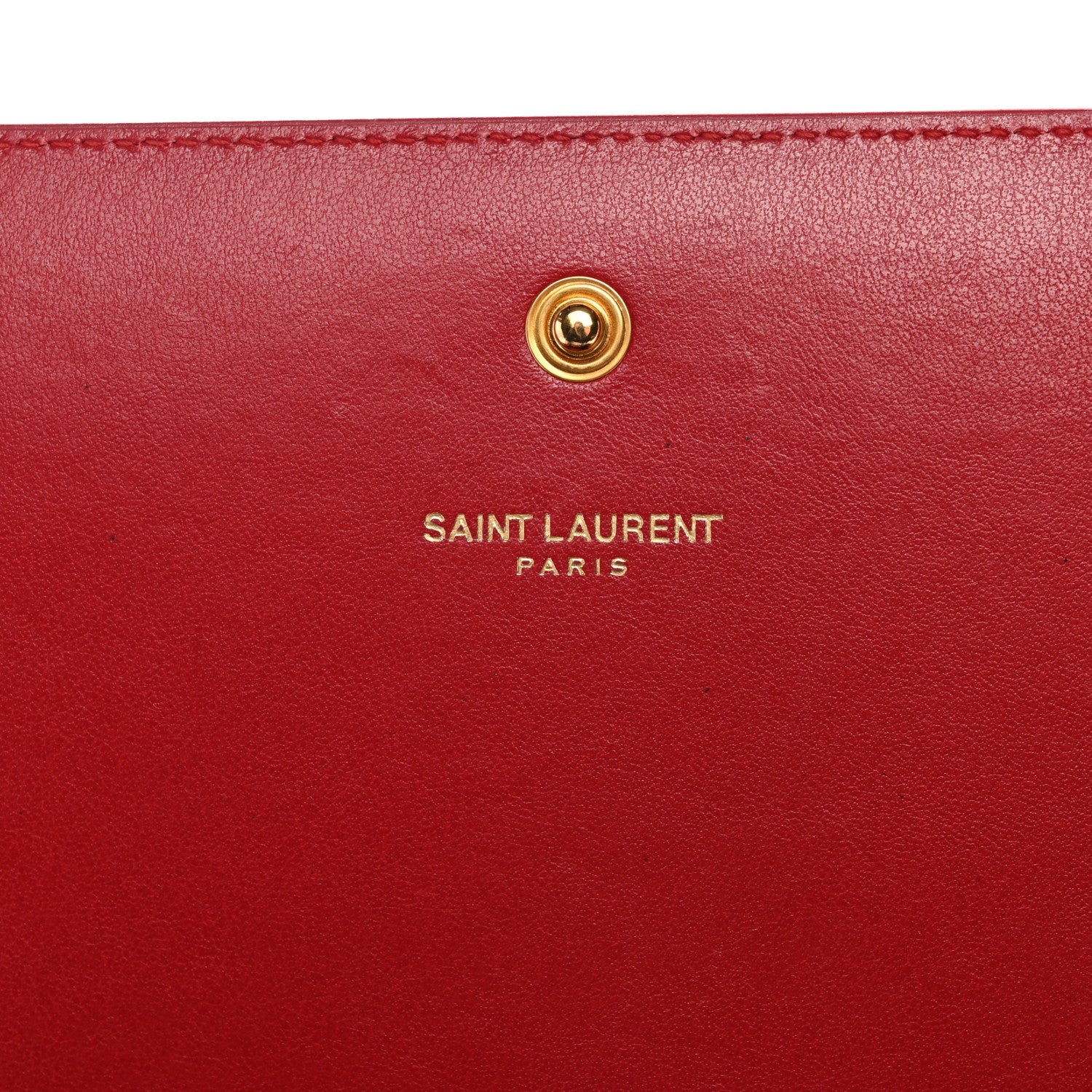 Calfskin Crocodile Embossed Monogram Chain Wallet New Lipstick Red