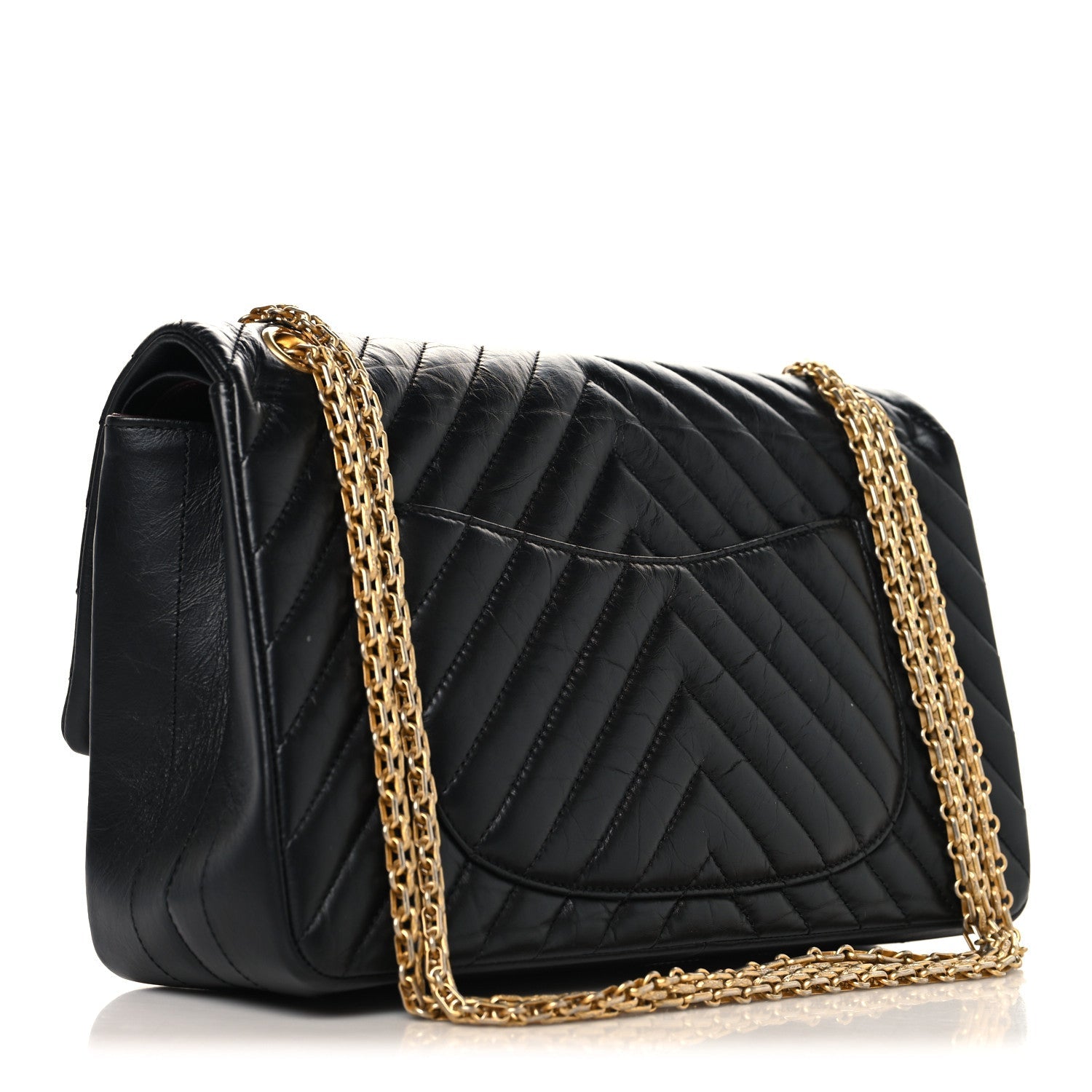 Aged Calfskin Chevron Quilted 2.55 Reissue 226 Flap  Black