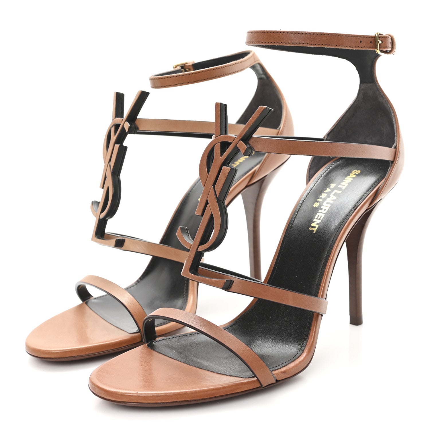Calfskin Cassandra 100 Sandals 37.5 Gold Brown