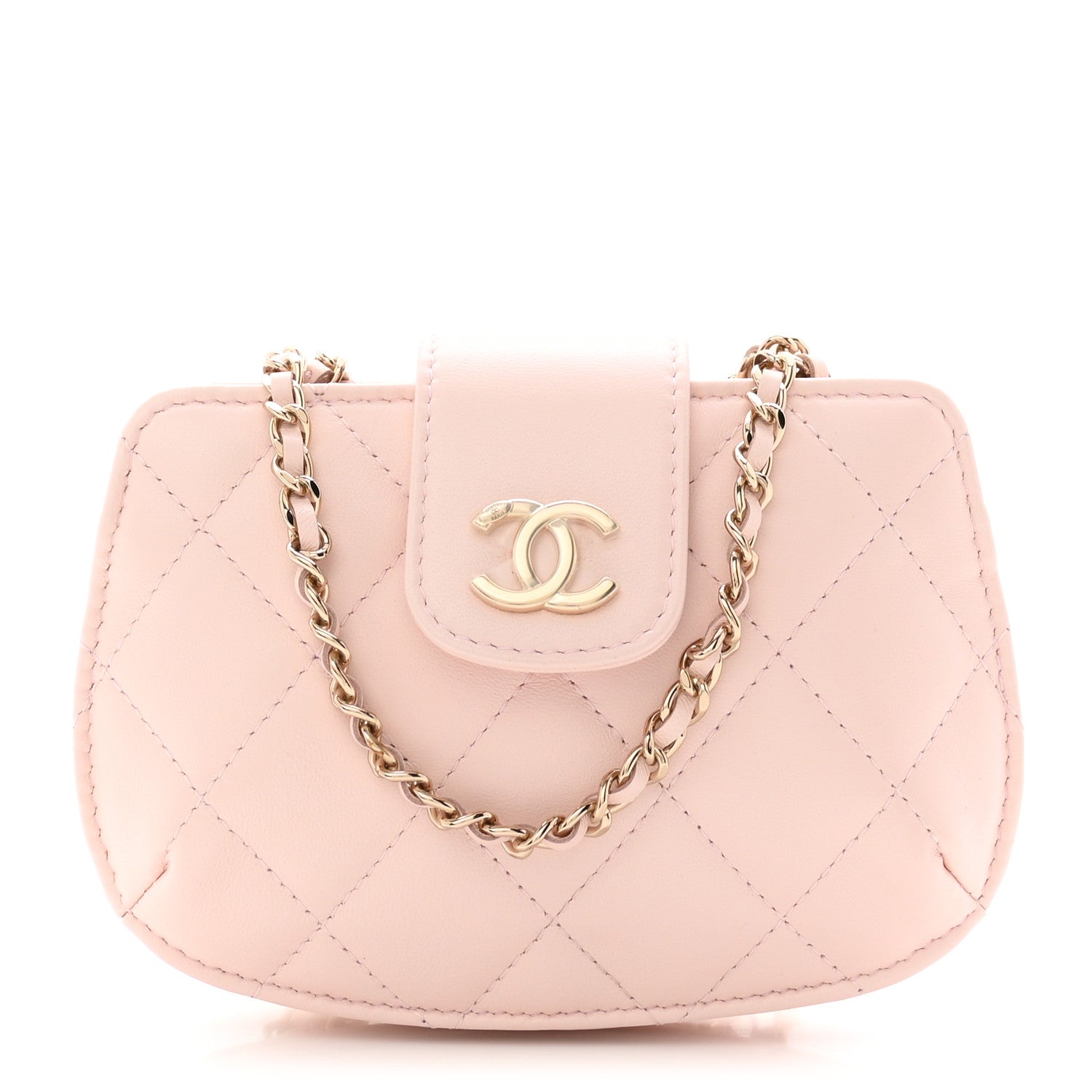 Lambskin Quilted Mini CC Chain Bag Light Pink