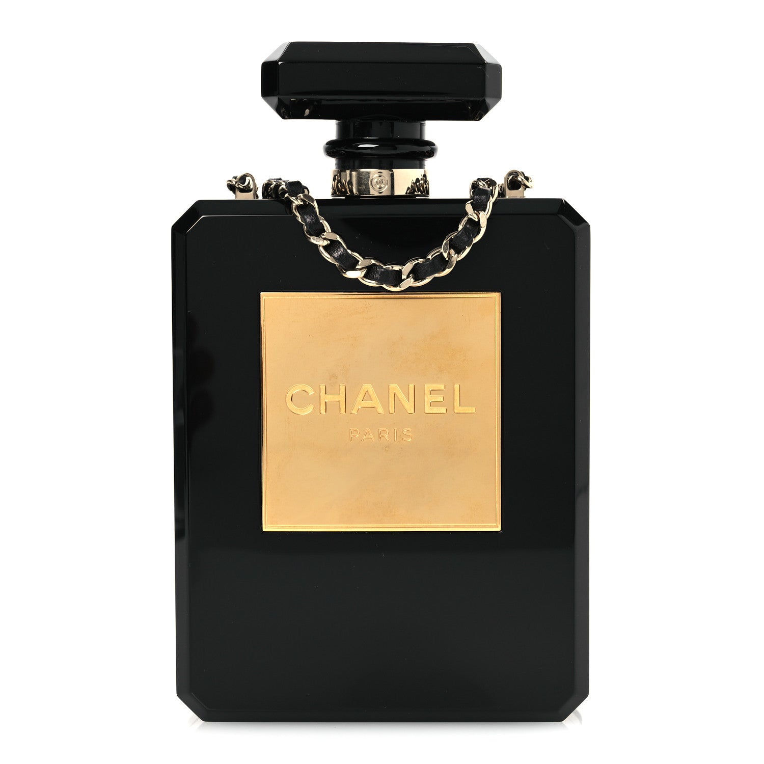 Plexiglass Perfume Bottle Clutch Black