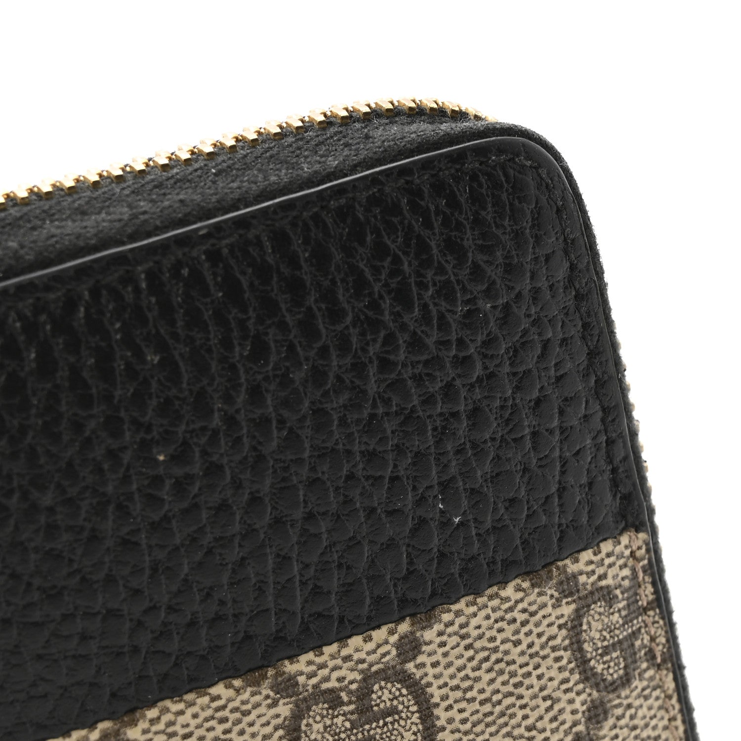 Dollar Calfskin GG Supreme Monogram GG Marmont Zip Around Wallet Black Beige Ebony
