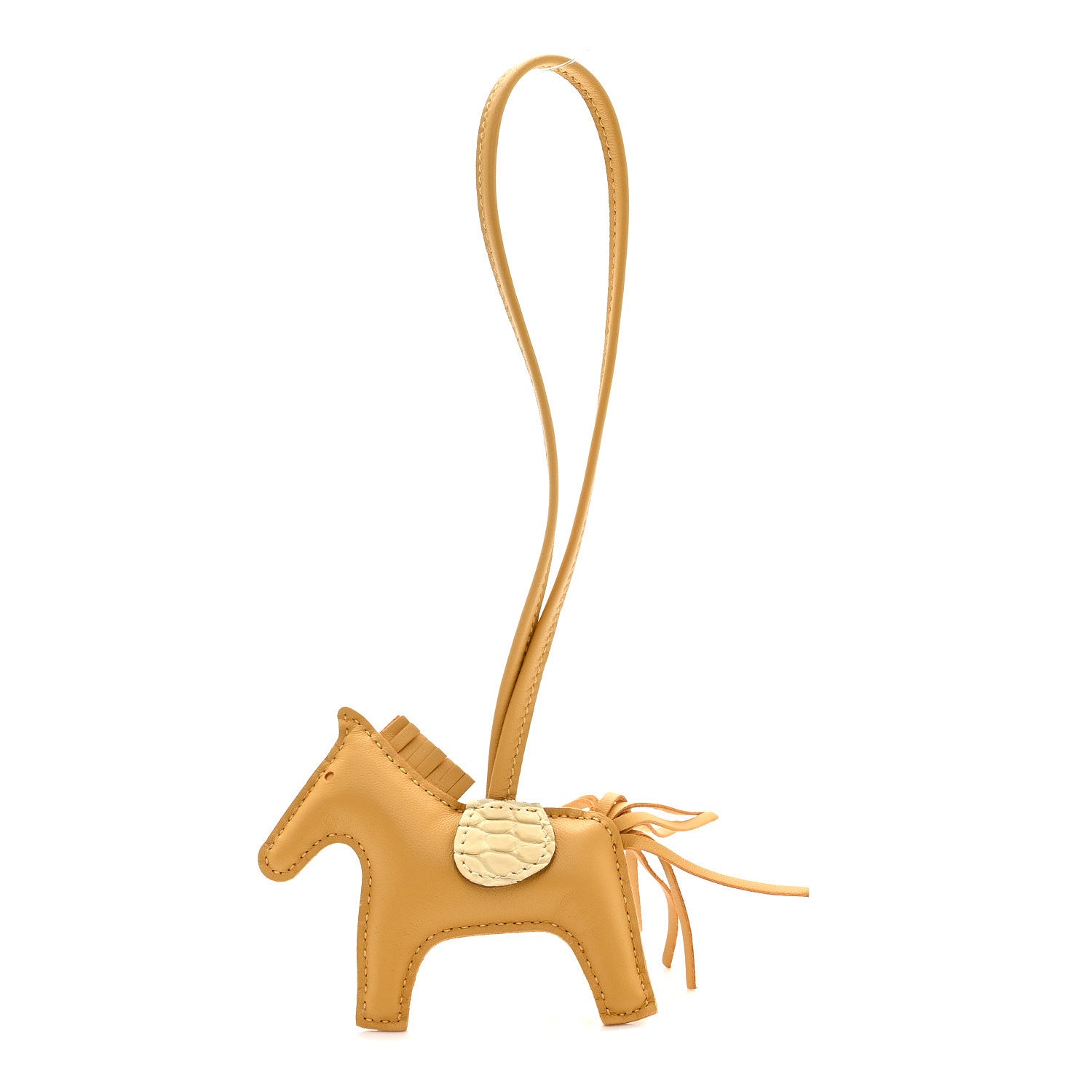 Milo Lambskin Matte Alligator Touch Grigri Rodeo Horse Bag Charm PM Paille Vanille