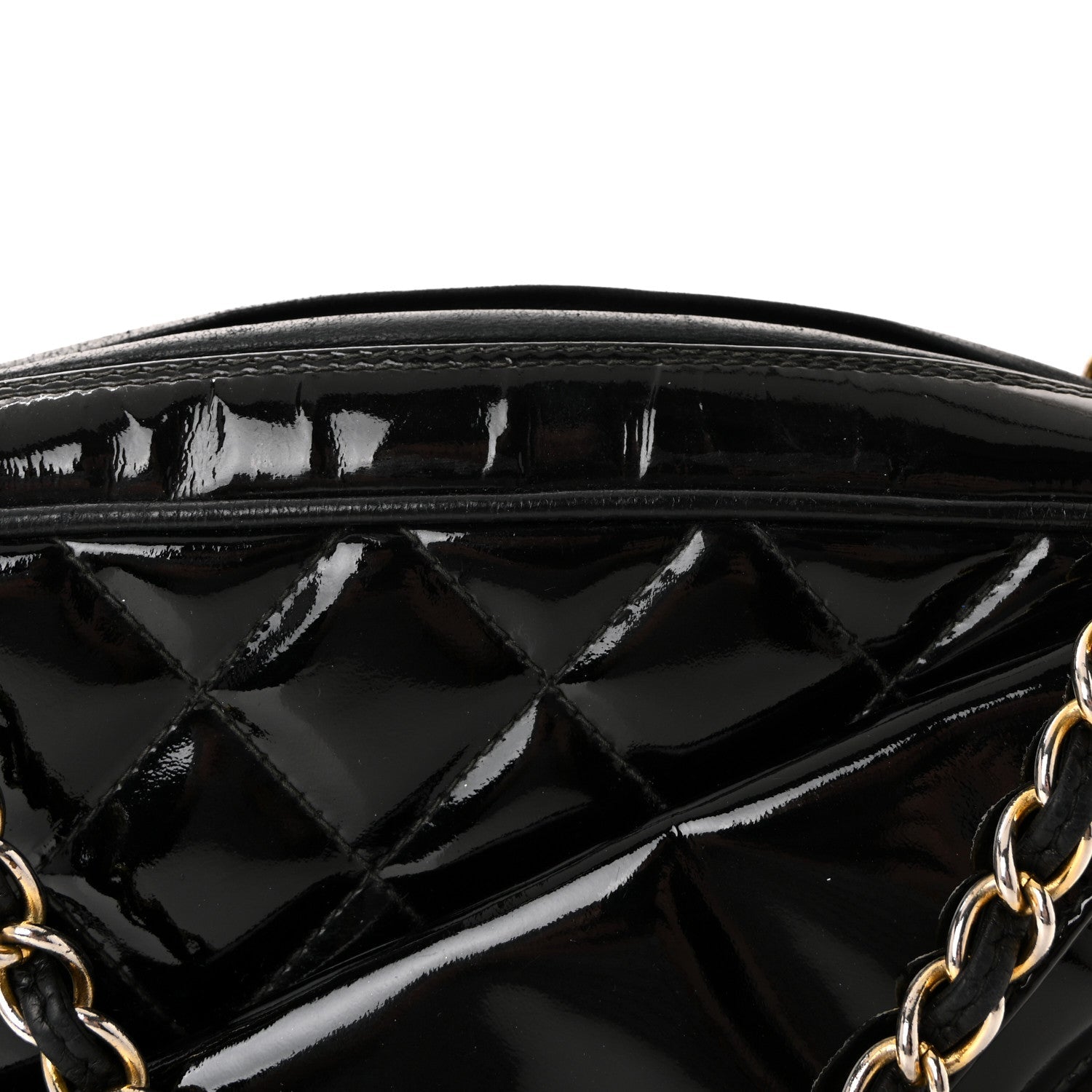 Patent Quilted Tassel Camera Case Black